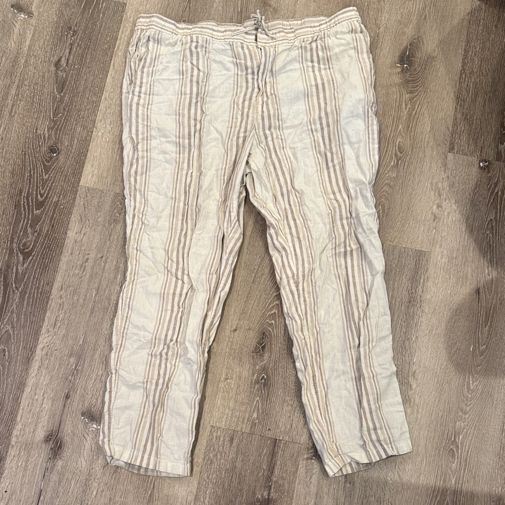 H&M Beige and White Striped Pants